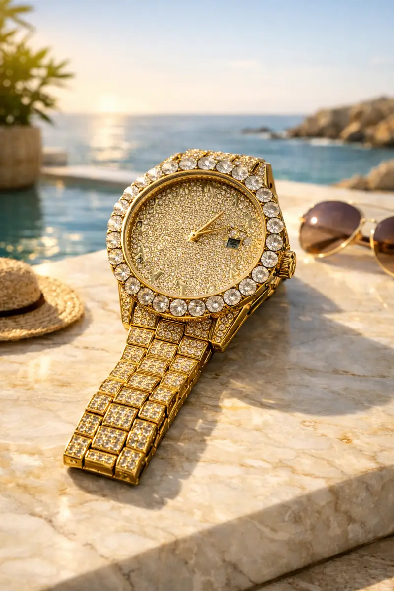 Khrist Golden Analog Stone Studded Watches for Women - Image 15 in Pune